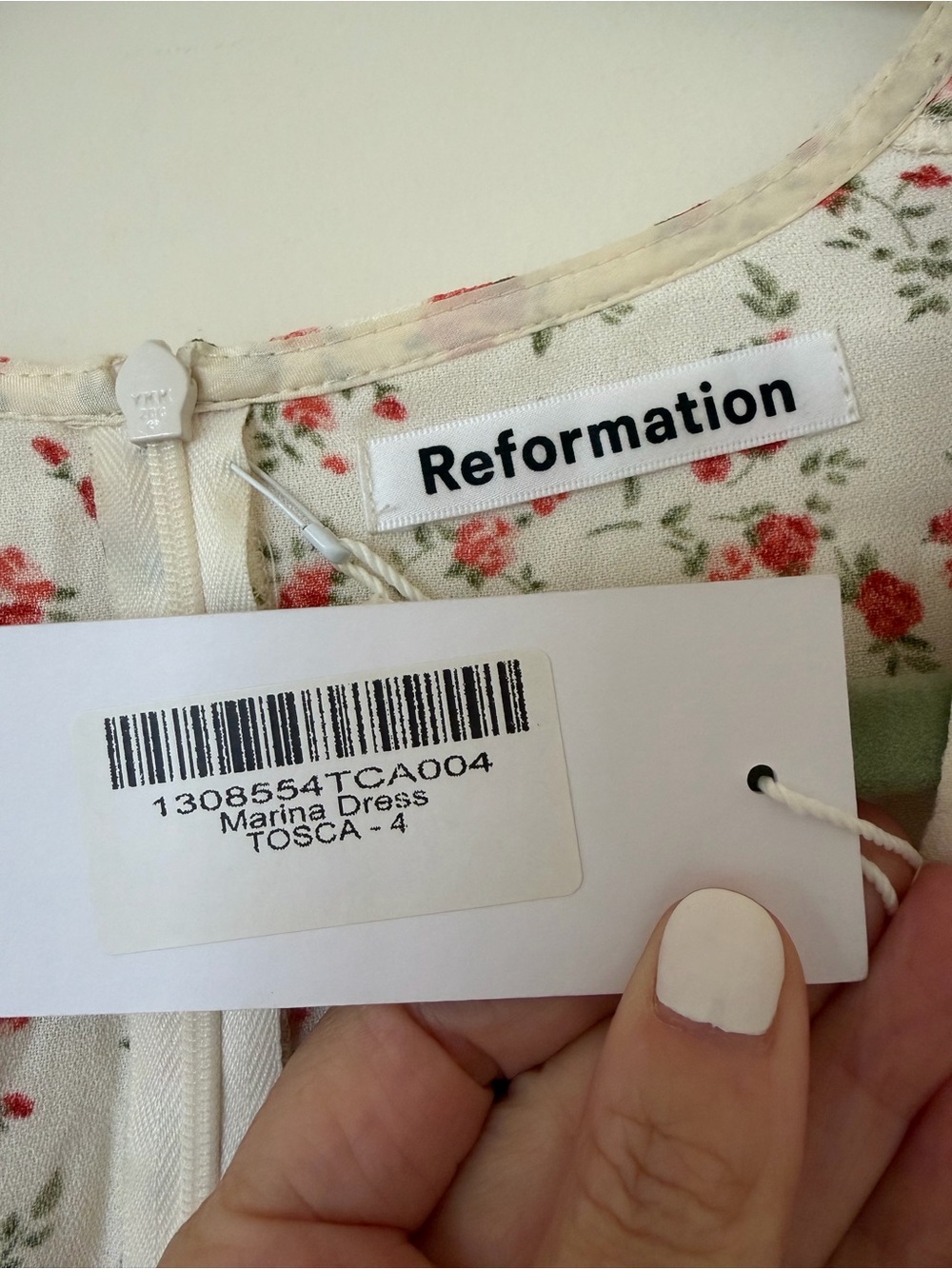 Reformation Marina White Mini Dress with Pink and Red Floral Print - Picture 5 of 7
